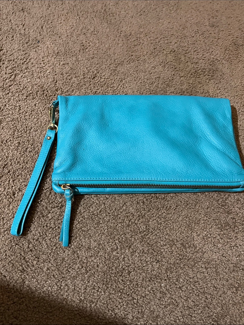 Alberta Di Canio Turquoise Leather Wristlet Clutch